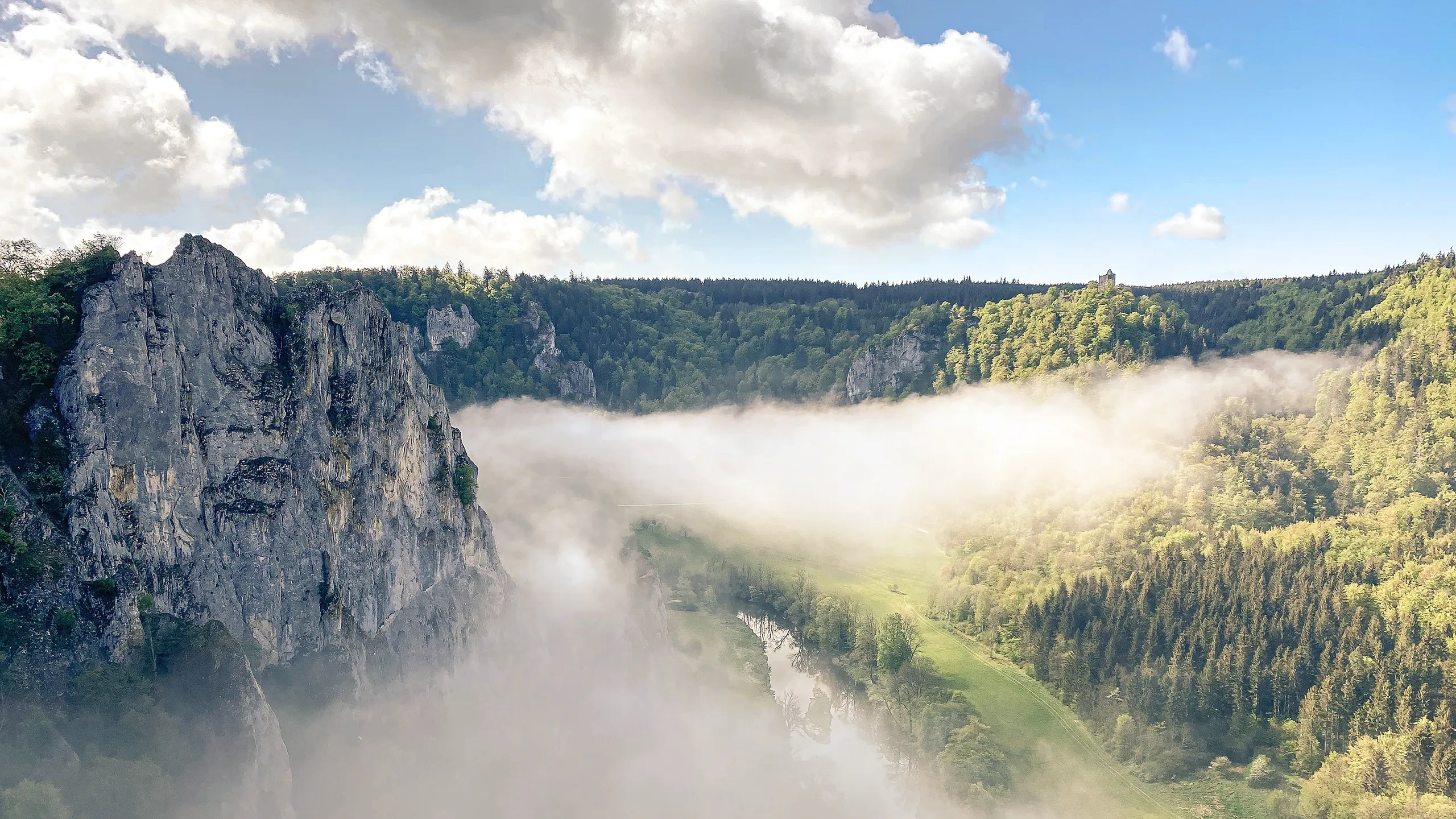 Bild mit Blick aufs Donautal im Nebel